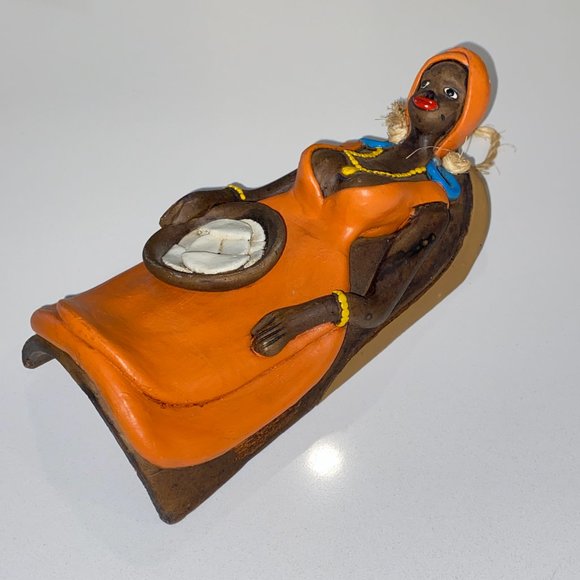 African Woman Pottery Wall Hanging Eclectic Decor Collectible - Picture 4 of 6